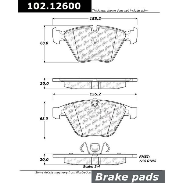 Centric Parts CTEK Brake Pads, 102.12600 102.12600